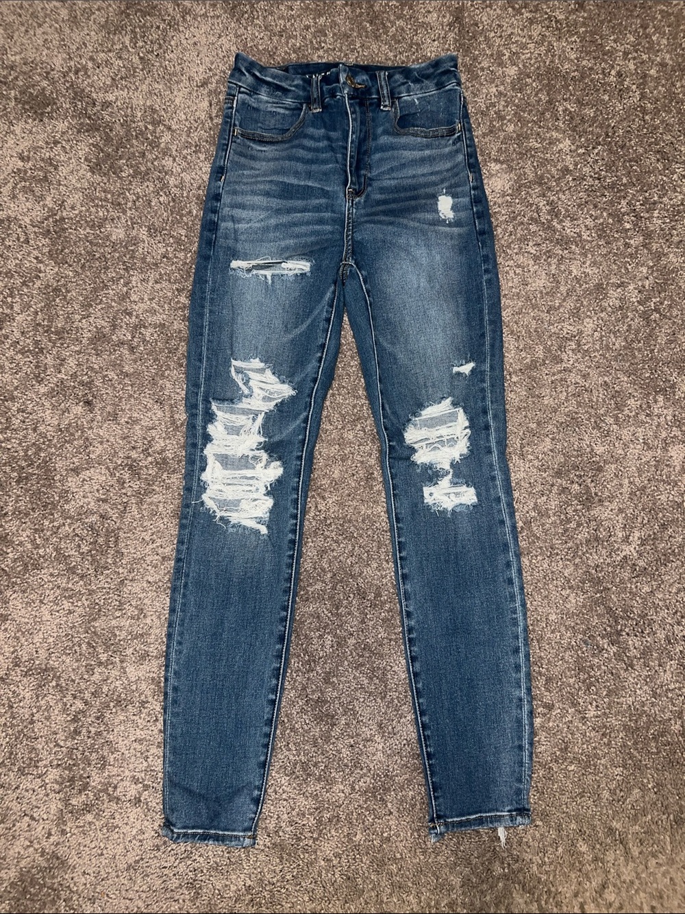 Women's Curvy Super High-Rise Distressed Skinny Jeans
